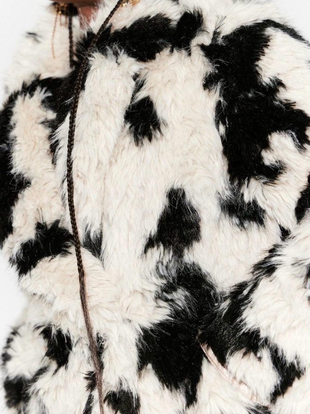 Free People Black & Cream Patterned Teddy Coat - Picture 2 of 4